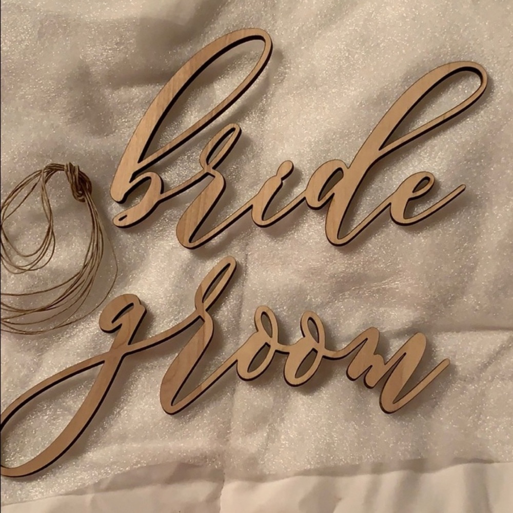 Bride & Groom wooden chair signs